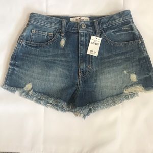 Hollister High-Waisted Distressed Cut-off Denim Shorts Sz 1 W 25